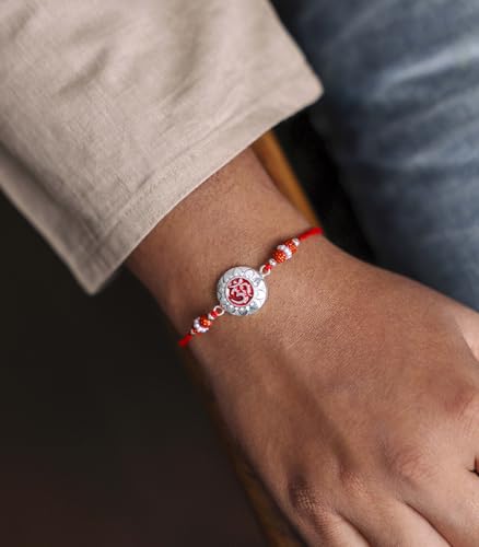 Image of Gargi by P.N. Gadgil and Sons 925 Silver | Om Rakhi | Gifts for Men and Boys | Rakshabandhan Rakhi for Brother | Rakhi for Boys & Men With Certificate of Authenticity