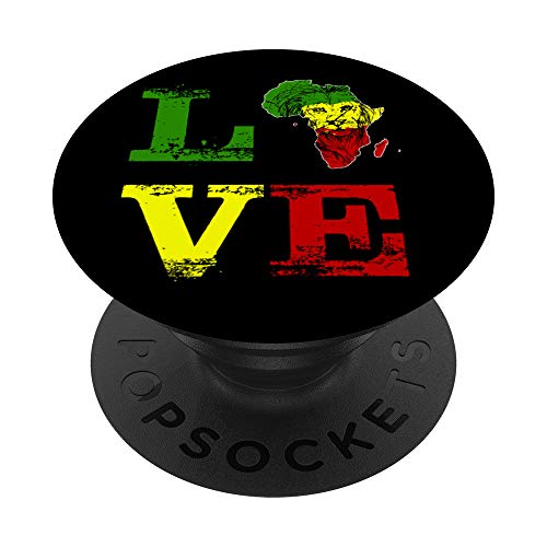 J'adore l'Afrique. Rastafari Lion Rouge Vert Jaune PopSockets Support et Grip pour Smartphones et Tablettes Cover