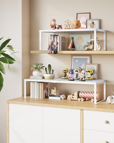 SONGMICS Scaffale Portaspezie, Estensibile, Organizzatore da Cucina, Scaffale da Cucina Piccolo, Organizzatore per Armadio, Metallo, Scarpiera, Bianco Opaco KCS007W01 - Immagine 2