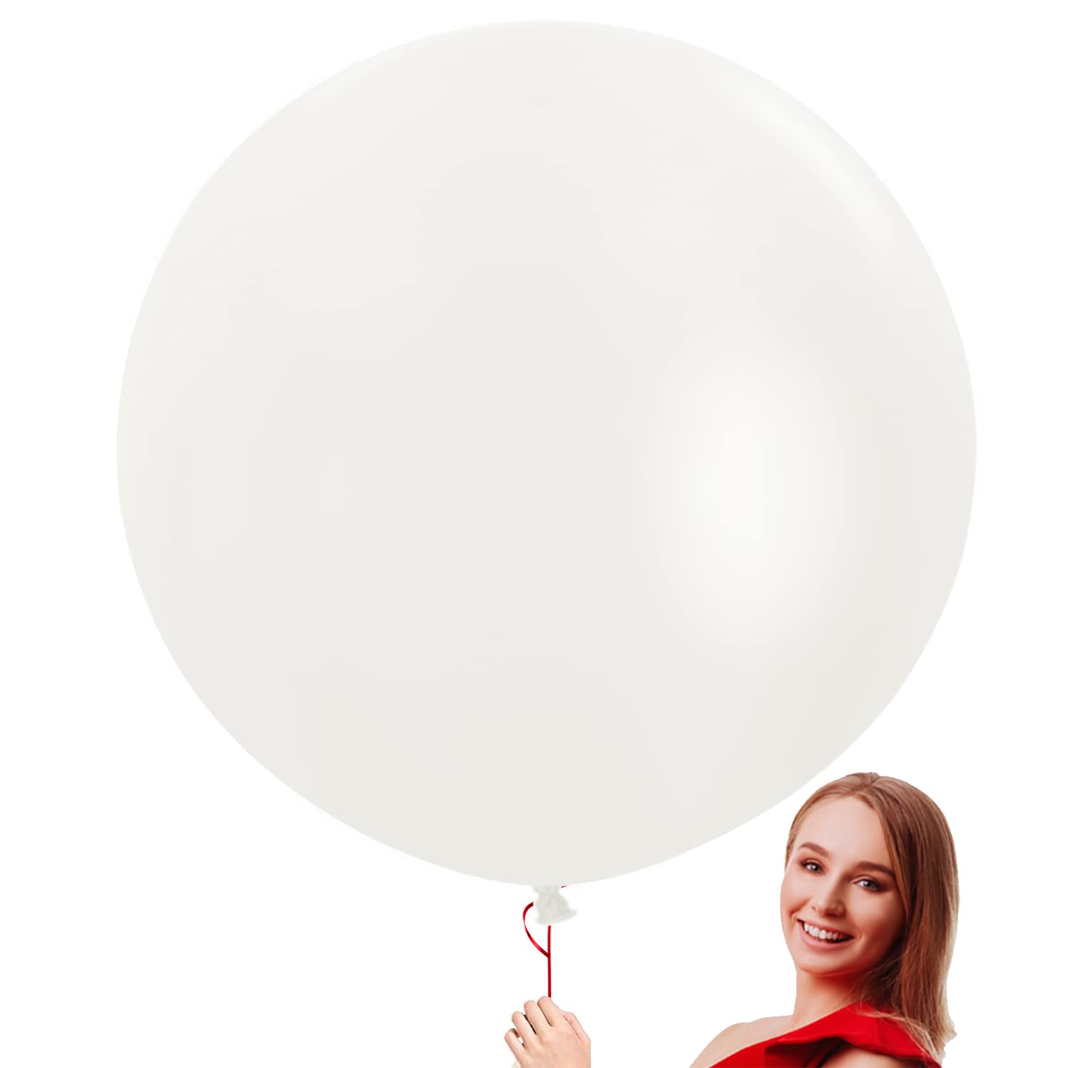 kozee 36 inch Giant Round White Balloons 5 PACK Thick extra large Jumbo Balloon for Wedding Birthday Baby Shower Anniversary Party Decorations