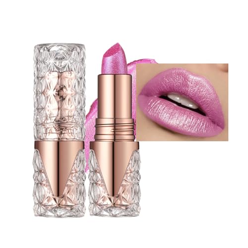 Image of Pearl Shimmer Lipstick Purple Lightweight Soft Hydrating Pearl Lip Stick, Pale Pink Non-stick Cup Glitter Lipstick for Women, Waterproof Long Lasting Pearlescent Metallic Lip Color