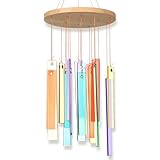 Wenqik 17' Sea Glass Shell Wind Chimes for Outside Handcrafted Gradient Shells Coastal Style Decor Xmas Gifts for Women Wind Chimes Lovers, Beach Patio Decor(Colorful)