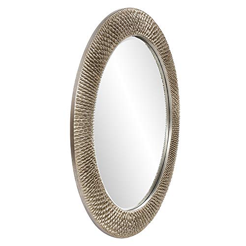 Image of Howard Elliott Collection 21117 Bergman Round Mirror, Small, Silver 32 inch