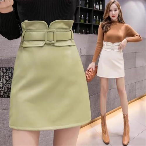 Women Mini Leather Bodycon Skirts Fall Korean High Waist Office Formal Pencil Pu Bud Skirt4