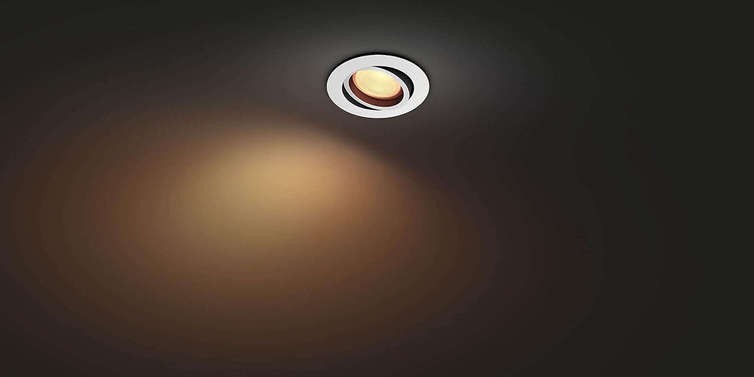 Philips Hue Centura Foco Empotrable LED Inteligente Redondo, 350 lm, 5.7W, Luz Blanca y de Colores Regulable, Control Voz y App, Compatible Alexa, Google Home, Samsung SmartThings y Apple Home, Blanco