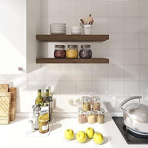 Image of Wooden Floating Wall Shelf Rack for Home Dcor Display Units Showcase Book Rack | Wall Mount Shelves for Home Bedroom - Set of 2 Pieces (Brown Finish)