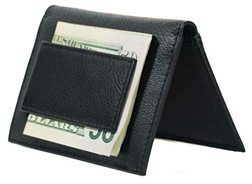 Leather Bifold Magnetic Money Clip Slim Thin Credit Card Slots-ID Holder Front Pocket Black minimalist mens wallet4
