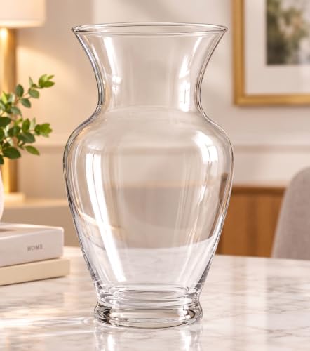 Clear Glass Vase Wide - Premium Decor Flower Vase - Clear Vases for Wedding Reception - Home Decor - Housewarming Gift - Decorative Flower Vases - Bud Vase for Centerpieces - Cylinder Vases