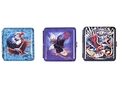 3 Zigarettenetuis Wild & Free bunt mit Gummiband verschiedene Designs Zigarettendose für je 20 Zigaretten Cover