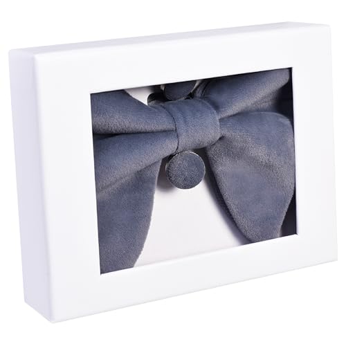Image of GUSLESON Mens Solid Plaid Velvet Pre-tied Adjustable Bow Tie and Pocket Square Cufflink Set with Gift Box