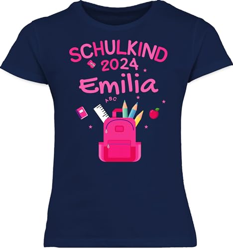 Einschulung T-Shirt Für Jungen – „Schulkind 2025“-Design, 100% Baumwolle, Größe 128 (7/8 Jahre), Navy