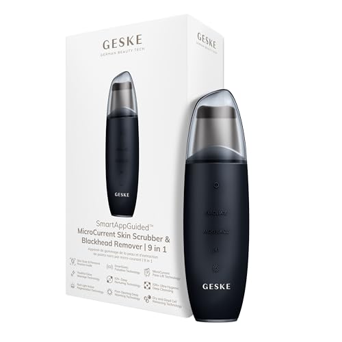 GESKE | SmartAppGuided™ MicroCurrent Skin Scrubber & Blackhead Remover | 9 in 1 | Skincare Tools | Face Cleaning | Anti Aging und Reinigung | Professionelle Gesichtsstraffung | Mitesserentferner