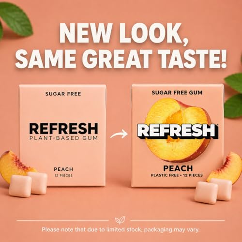 Image of Refresh Plant Based Gum, Sugar Free, Xylitol, 12 Pcs, 6 Pack (Sampler Pack)