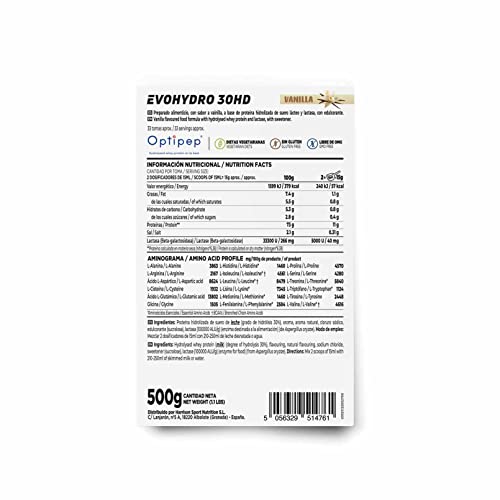 Gehydrolyseerde Proteïne Optipep® 80 Evoydro 30HD HSN | Vanillesmaak 500 g = 33 bussen per verpakking | Whey gehydrolized High in lage eiwitten op suiker | Niet-GMO, Vegetarisch, glutenvrij - Afbeelding 3