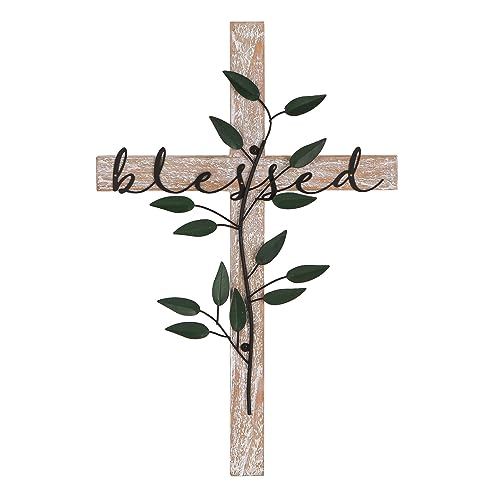 Opiniones y reviews de Nikky . 41 NIKKY HOME - Cruz de pared, cruz de madera de granja, cruz cristiana con hojas de metal bendice a nuestra familia, decoración de cruz espiritual religiosa, regalos religiosos para...