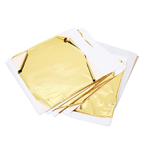 Imitation Gold Leaf, Shiny Gold Foil Paper Foldable 100pcs for Gilding Craft for Painting