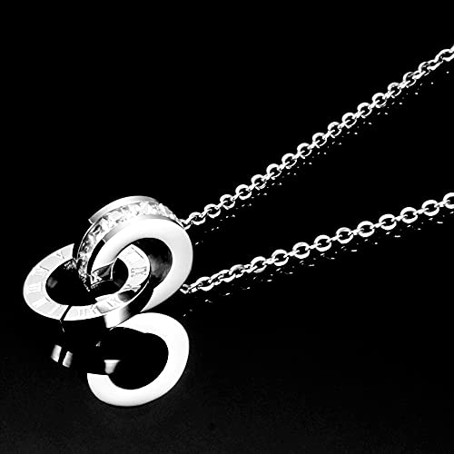 Jude Jewelers Stainless Steel Interlocking Circles Infinity Style Roman Numbers Wedding Statement Collar Necklace4