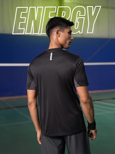 Image of FitMonkey Sports Breathable Crew Neck Dry Fit T Shirt | Regular Fit Cut & Sew T Shirt for Men |Sport T Shirt for Men |Quick Dry Technology with Moisture Control |Lightweight