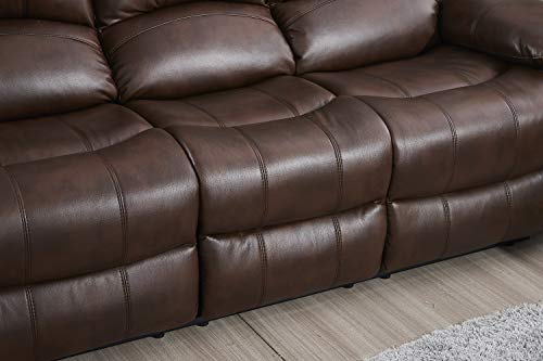 Betsy Furniture 3Pc Bonded Leather Recliner Set Living Room Set, Sofa, Loveseat, Chair 8018 (Brown, Living Room Set 3+2+1) #TOP6