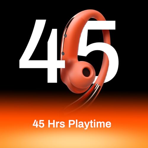 Image of DwOTS Sense Pro True Wireless Earbuds, 42dB ANC, Voice-First Mic System for Clear Calls, Skin-Friendly Ear Hooks, 12mm Drivers, Dual Pairing, Sweat Resistant, Advanced Bluetooth Ear Buds (Orange)