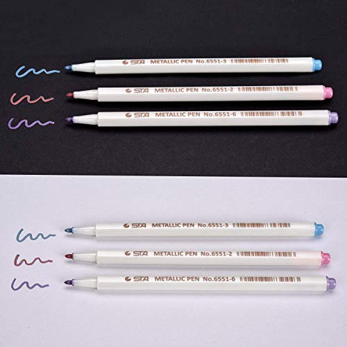 Willilngood Marqueurs Métalliques Feutres 10 Couleurs Métalliques Ecrire sur Toute la Surface,DIY Album, Scrapbooking, Travailler pour la Carte - Image 7