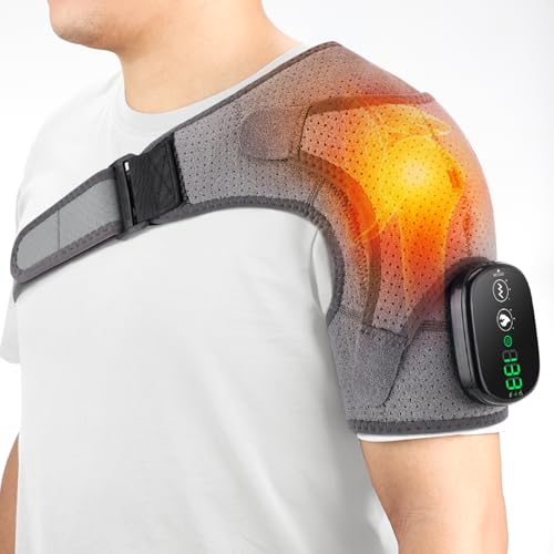 Cordless Shoulder Heating Pad, Heated Shoulder Wrap with 3 Massage Modes, Heated Shoulder Brace for Rotator Cuff Shoulder Massager for Men Women