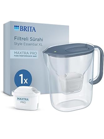 BRITA Style Essential XL 1 x MAXTRA PRO Pure Performance Filtreli Su Arıtma Sürahisi – Taş Mavisi (3,6L)
