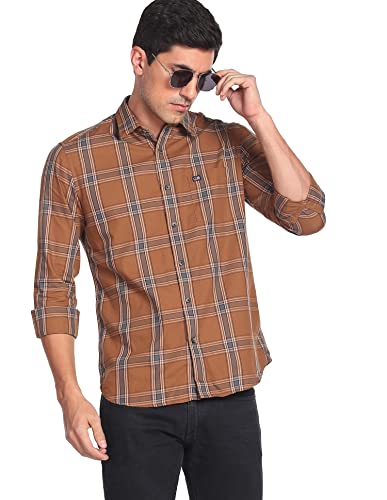 Image of Arrow Men's Cotton Checkered Slim Fit Shirt