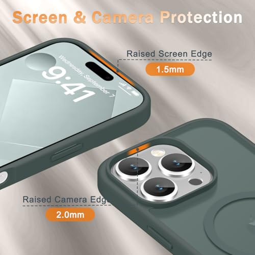 Image of YENAPOON for iPhone 16 Pro Max Case, Matte Magnetic Phone Cover [with 1 Screen Protector] [Support for MagSafe] [Shockproof Military Grade Protection] Translucent Frosted Back, Gray