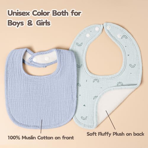 Image of Susurration Muslin Baby Drool Bibs 6Pack Soft Square Adjustable Baby Bandana Bibs for Unisex Girls & Boys