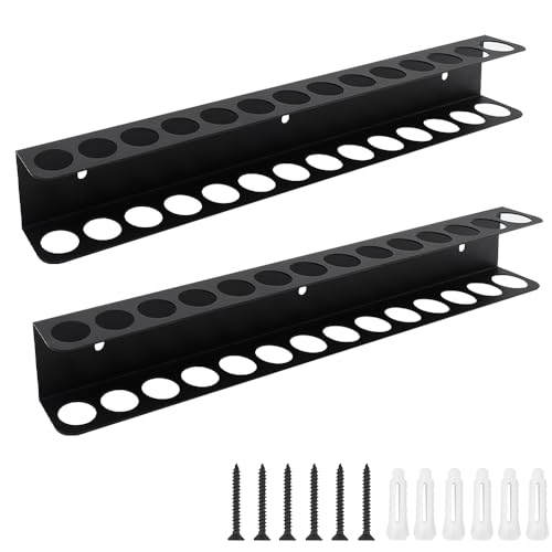 SGZIOO 2 Stück Werkzeughalter Wand, 14 Löcher Werkzeug Wandhalterung, 40cm Schraubendreher Halterung, Schraubendreher Halter mit Schrauben und Expansionsrohr, für Garagen, Werkstätten und Werkbänke