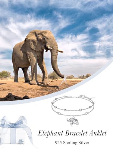 Image of 925 Sterling Silver Layered Ankle Bracelets for Women Jewelry Gifts | 925 Sterling Silver Layered Sea Turtles /Elephant /Wave Anklet Animal Bracelet Summer Ocean Beach Jewelry Gifts for Women