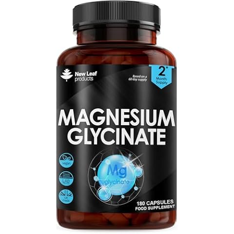 Magnesium Glycinate Supplements - 180 High Strength Capsules - 1040mg of Magnesium Providing 208mg Elemental Magnesium Per Serving - Pure Active Ingredient - UK Manufactured Cover