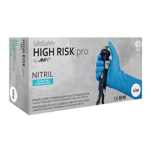 AMPRI Einweghandschuhe Nitril, HIGH RISK PRO, puderfrei, Gr. S bei Günstiger Preis
