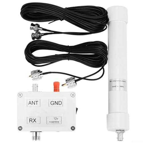 Mini Antenna Whip, Mini Whip Active Antenna 10 kHz-30 MHz HF LF VLF VHF Wideband Receiver with BNC and M-Type Coaxial Cable, for Ham Radio and Signal Detection