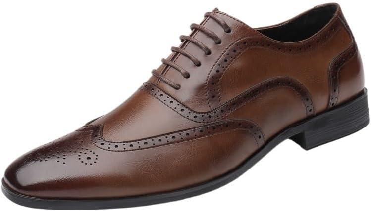 Men's Leather Shoes Dress Shoes Formal Shoes Wedding Shoes Rubber Sole Non-Slip Skin-Friendly Lining Breathable Deformation-Resistant Wingtip