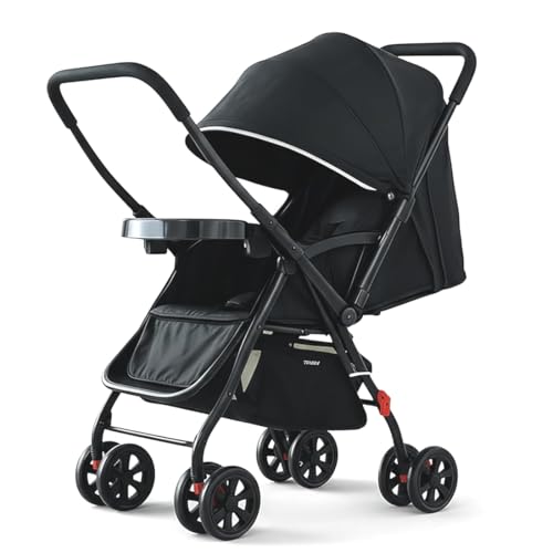 Image of Mothercare Baby Stroller Pram, 5 Point Safety Harness, Swivel Wheel, Black