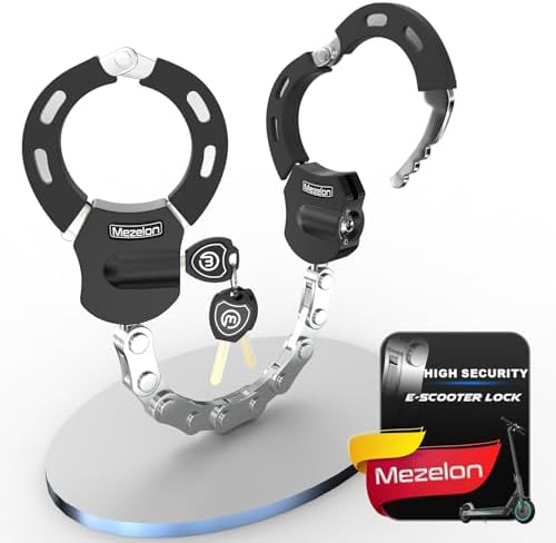 Mezelon E Scooter Schloss 8mm | Hochsicherheits-Handschellenschloss | Fahrradschloss für E Scooter, Fahrräder, E-Bikes und Motorräder | Hochbelastbares Schloss mit starkem Diebstah