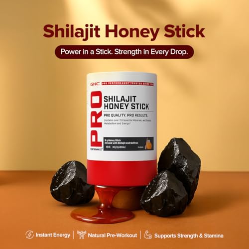 Image of GNC Shilajit Honey Stick | Ayurvedic Energy Booster with Pure Shilajit Resin, Saffron & Natural Honey | Natural Strength, Stamina & Vitality | 30 Servings | Vegetarian | 240g
