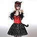 Chalyna 5 Pcs Black Cat Costume Set Long Fur Cats Tail Ears Black Star Tutu Skirt for Cosplay Halloween Costumes Women Party