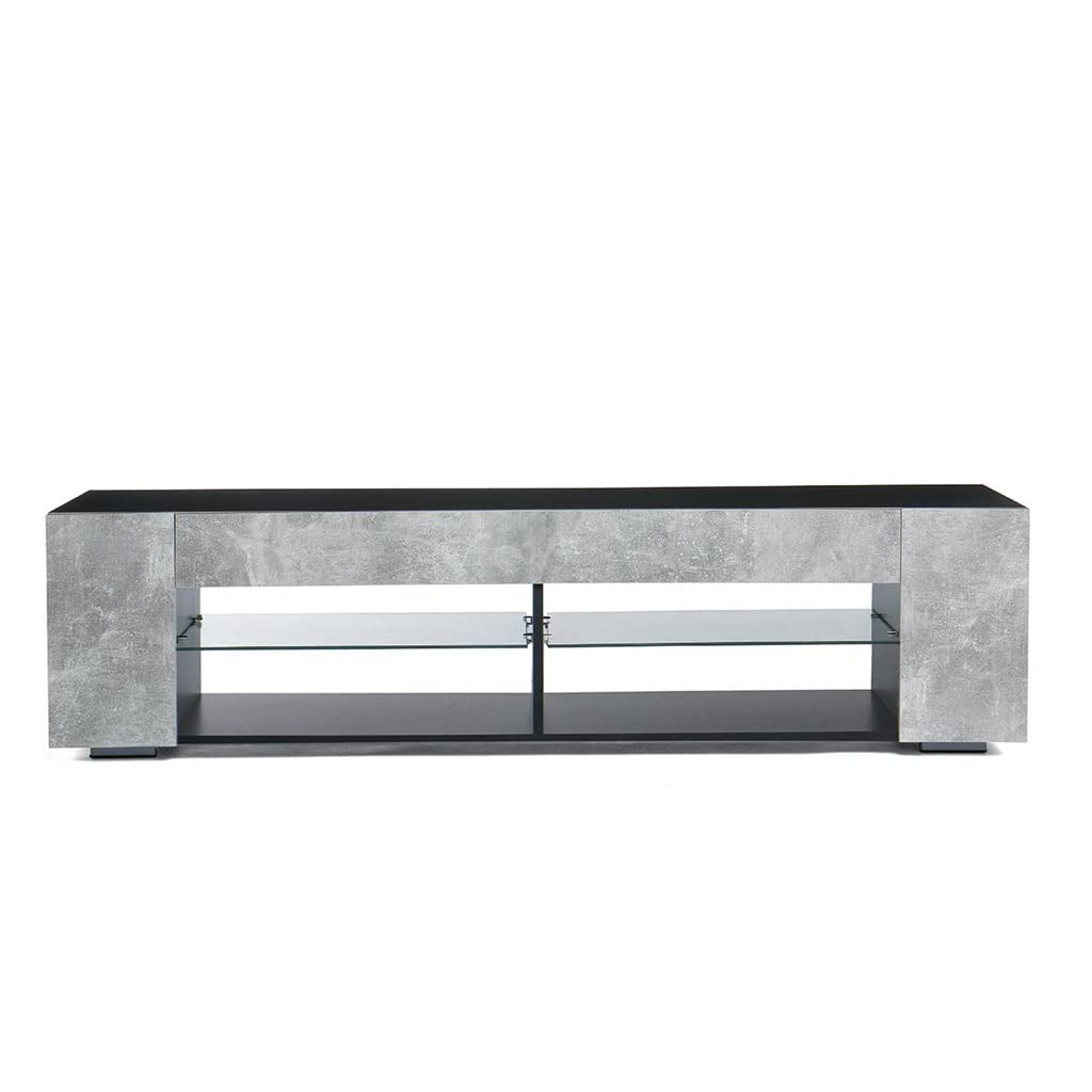TV Stand High Gloss Bookshelves with LED Light 4-Shelf Console Cabinet Home Office TV Bracket Living Room Furniture