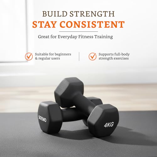Image of Amazon Brand - Solimo Neoprene Dumbbell 4 Kg, Set of 2 (Black)