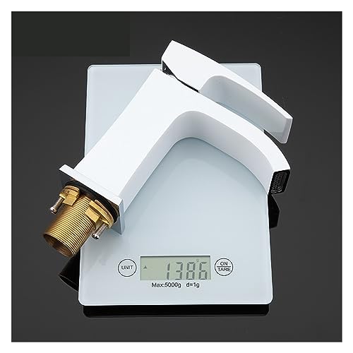 Grifo de lavabo monomando blanco sobre encimera de latón macizo un orificio 7