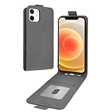 シズカウィルRe iPhone 12 / 12 Pro ケース 手帳型 縦開きスマホケース 縦型 カバー 本革調 レザーケース 1個入り グレー