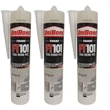 Colla di montaggio polimerica bianca, verniciabile, flessibile e per legno, parquet, battiscopa e pareti, per incollare, sigillare e riempire (3 x 280 ml)