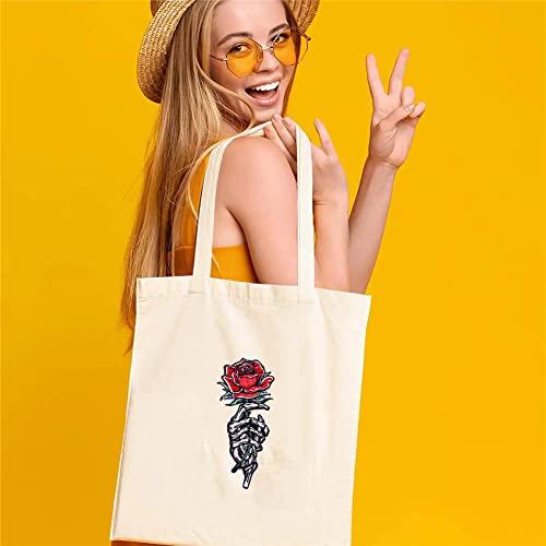 Ulricar Skeleton Rose Punk Rock Iron On Patch For Clothing Thermoadhesive Patches On Clothes Diy Embroidery Applique Hippie Clothes Sewing Badge #TOP6