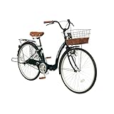 AIJYU CYCLE 折りたたみ自転車 26インチ シティサイクル ママチャリ 低床フレーム 両立スタンド カゴ サークル錠 ダイナモライト 付き [passepied TS26] (モスグリーン)