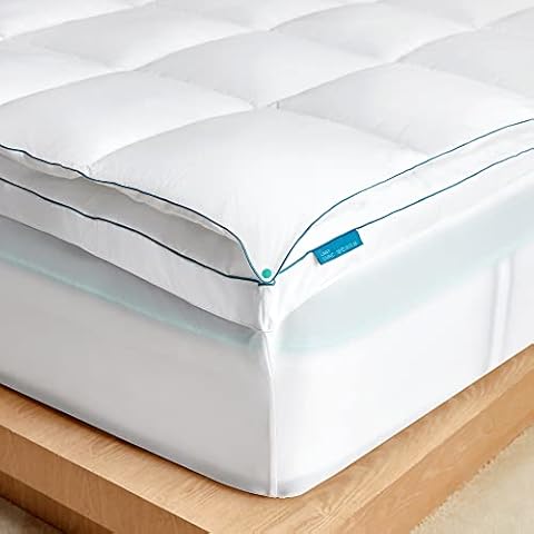 LINSY LIVING Pillowtop Mattress Topper, Queen Cover