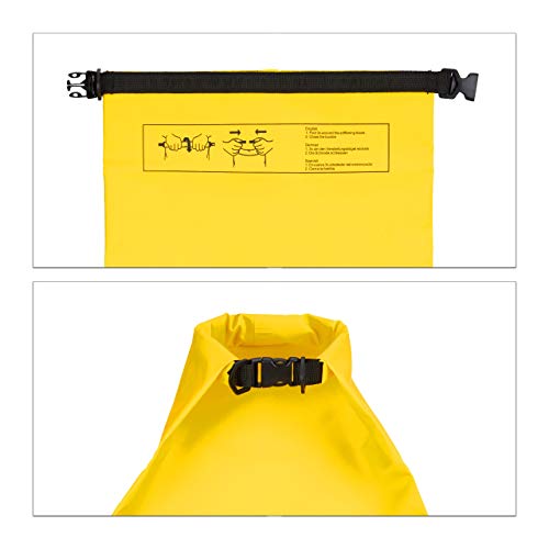 Foto von Relaxdays Ocean Pack 10 L, wasserdichter Dry Bag, ultraleichter Trockensack für Kajak, Segeln, Rafting, Skifahren, gelb