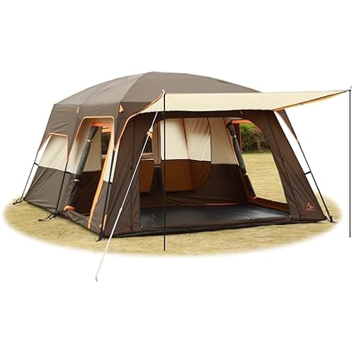 KTT Extra Large Tent 12-14 Person,Family Cabin Tents,2 Rooms,Straight Wall,2 Doors 4 Windows with Mesh,Waterproof,Double Layer,Big Tent for Outdoor,Picnic,Camping,Family Gathering.